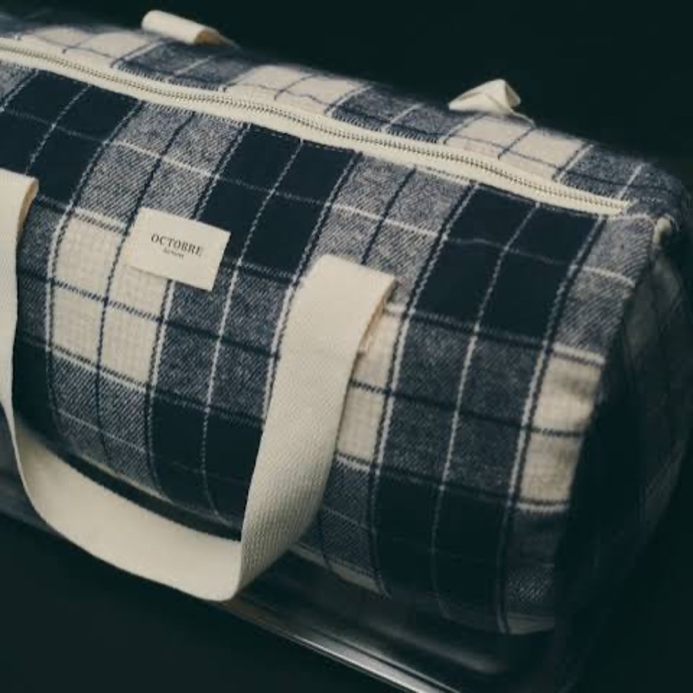 Sézane Octubre plaid Bowling Duffel Bag